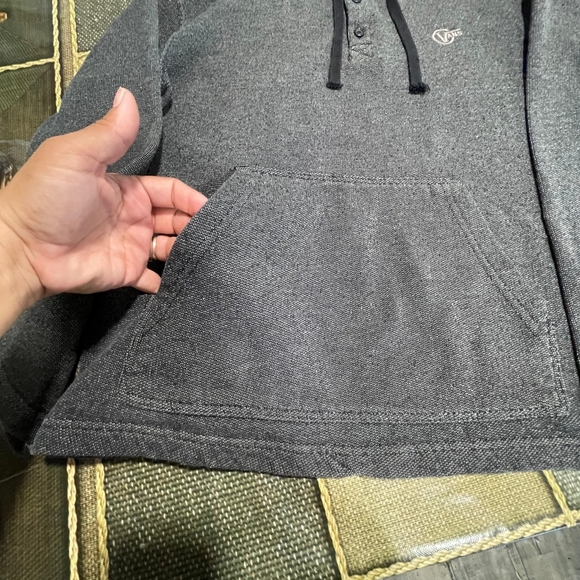 Vans Dark Gray Hoodie with Buttoned Neckline - Picture 2 of 9